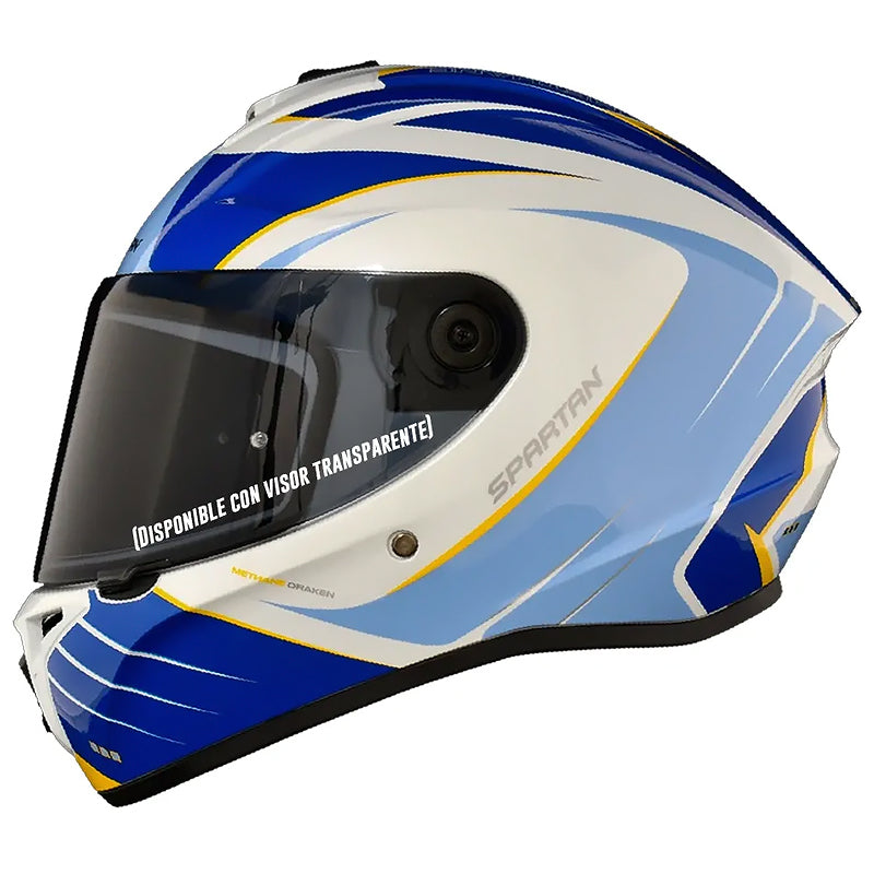 Casco Spartan Draken Methane Blanco Azul Dorado