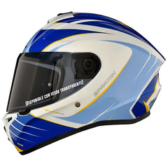 Casco Spartan Draken Methane Blanco Azul Dorado