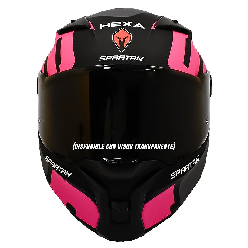 Casco Spartan Fenix Hexa Negro Gris Rosado