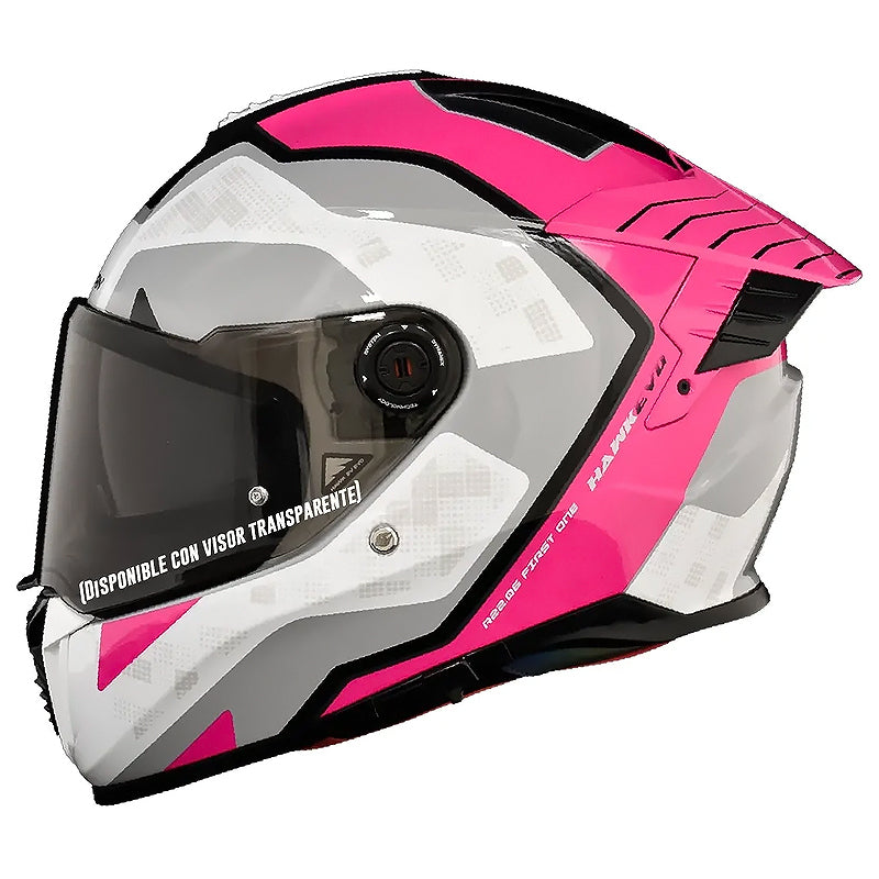 Casco Spartan Hawk First Blanco Gris Rosado