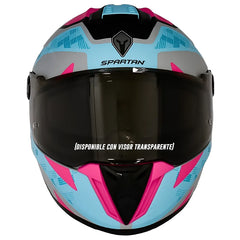 Casco Spartan Hawk First Gris Azul Rosado