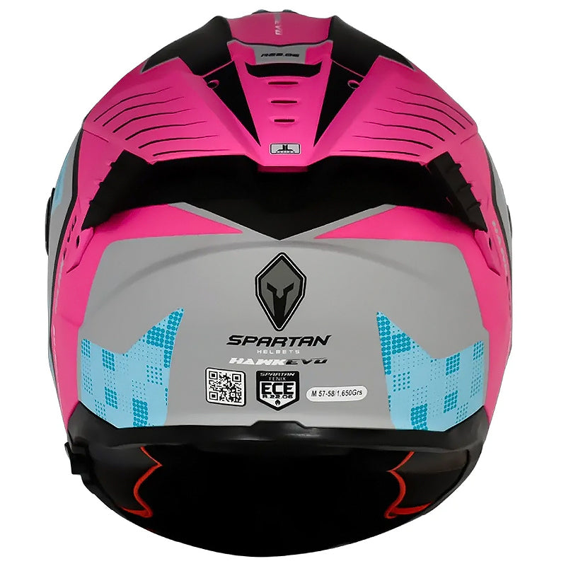 Casco Spartan Hawk First Gris Azul Rosado