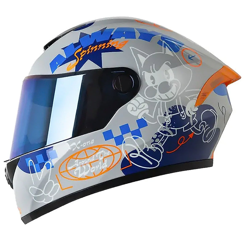 Casco X_One x-500 Gt Evo Mad Kat Gris Azul Visor Iridium Azul