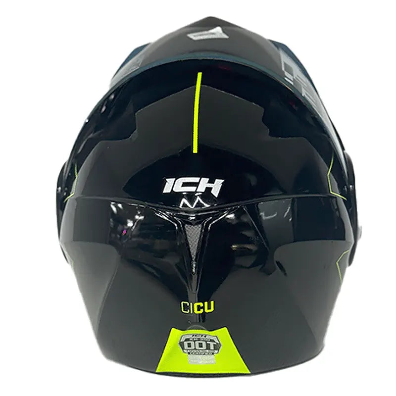 Casco Ich 3110 Cicu Negro Amarillo Visor Dorado
