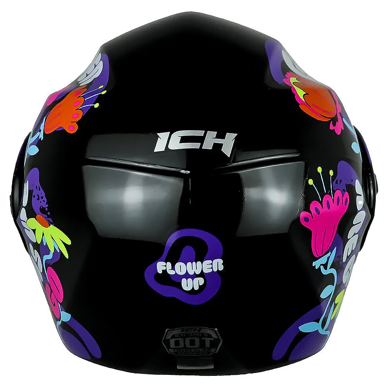 Casco Ich 3110s Kids Flower Up Negro Fucsia
