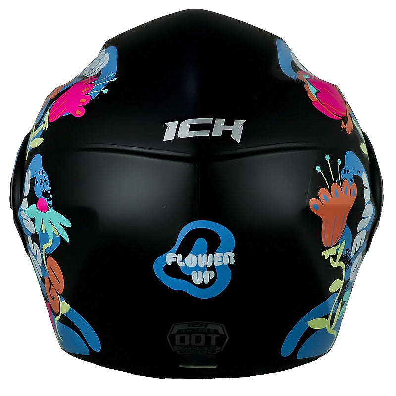 Casco Ich 3110s Kids Flower Up Negro Naranja