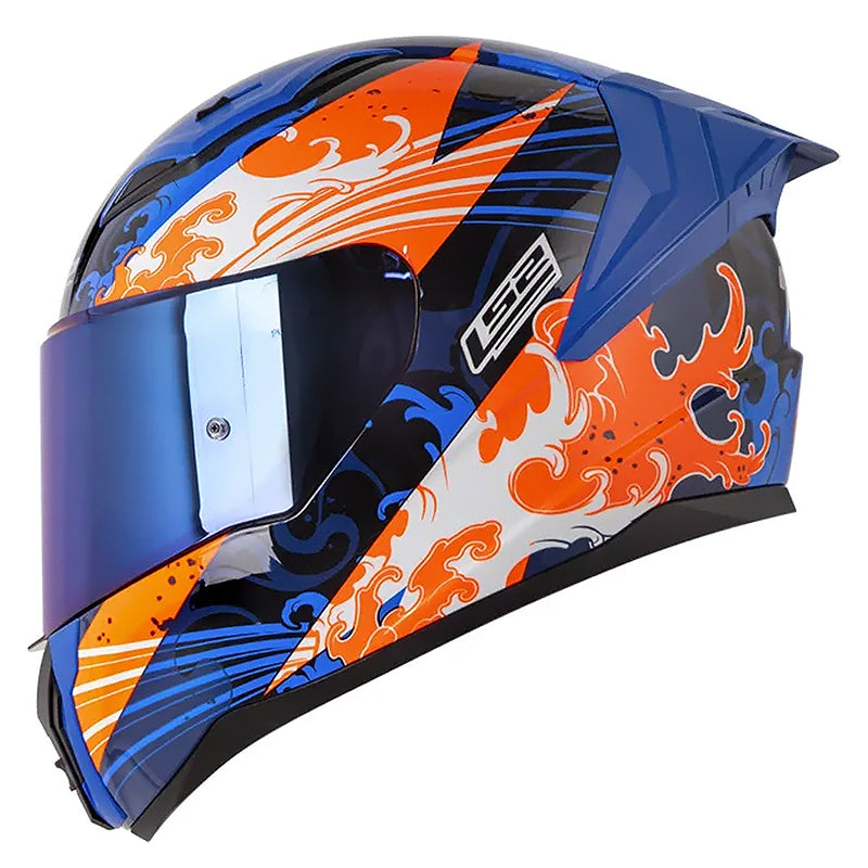 Casco Ls2 FF353 Kame Azul Oscuro Naranja