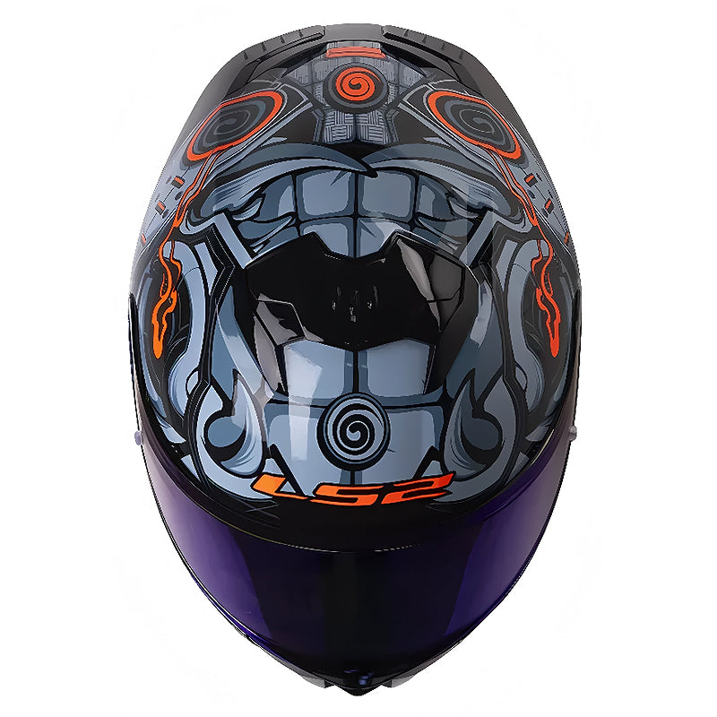 Casco Ls2 Ff808 Samurai Gris Azul Visor Revo Azul
