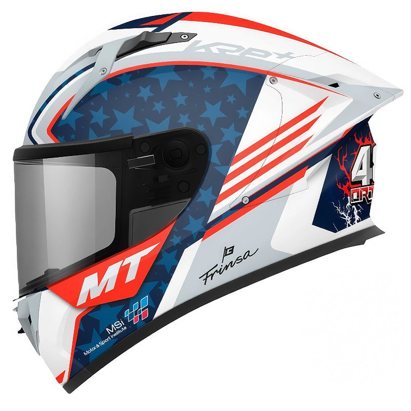 Casco Mt Plus Kre+S Ortola C7 Blanco Azul Rojo