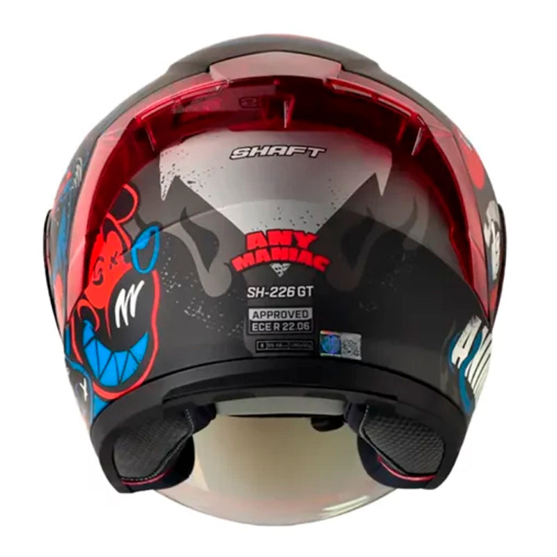Casco Shaft 226 Gt Anymaniac Negro Azul Visor Iridium Rojo