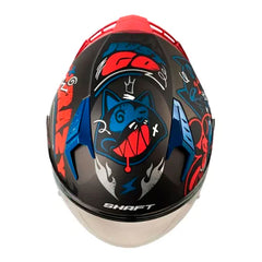 Casco Shaft 226 Gt Anymaniac Negro Azul Visor Iridium Rojo