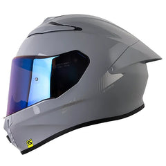Casco Shaft 584 Sp Solid Gris Silver Visor Iridium Azul