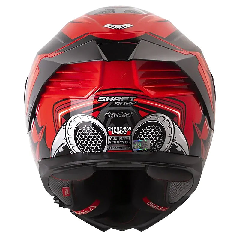 Casco Shaft Pro 609 Venom Madness Rojo Negro Visor Iridium Rojo