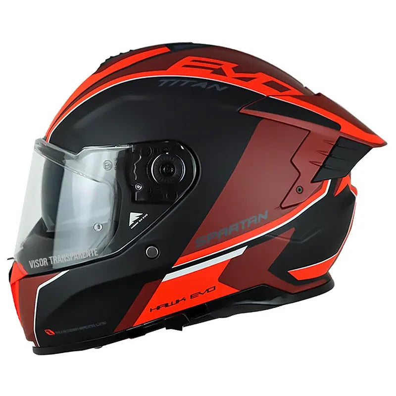Casco Spartan Hawk Sv Titan Negro Mate Rojo