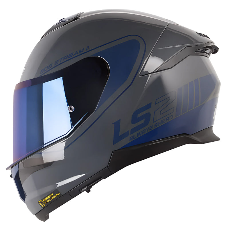 Casco Ls2 FF808 Stream II Hitech Gris Oscuro Azul Oscuro